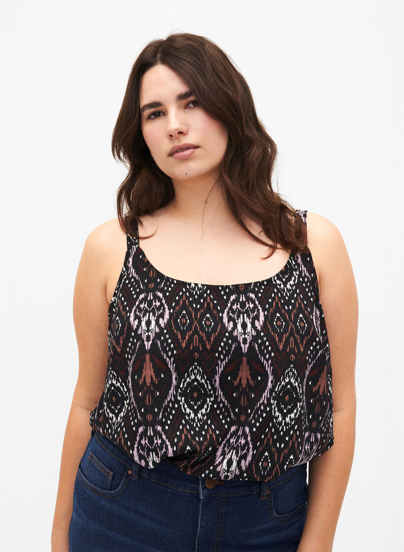 FLASH - Top with print, Black Rose Ethnic, Model image number 0