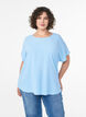 Blouse with short sleeves and a round neckline, Blue, Model image number 0