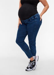 Maternity jeggings with back pockets, Dark blue, Model