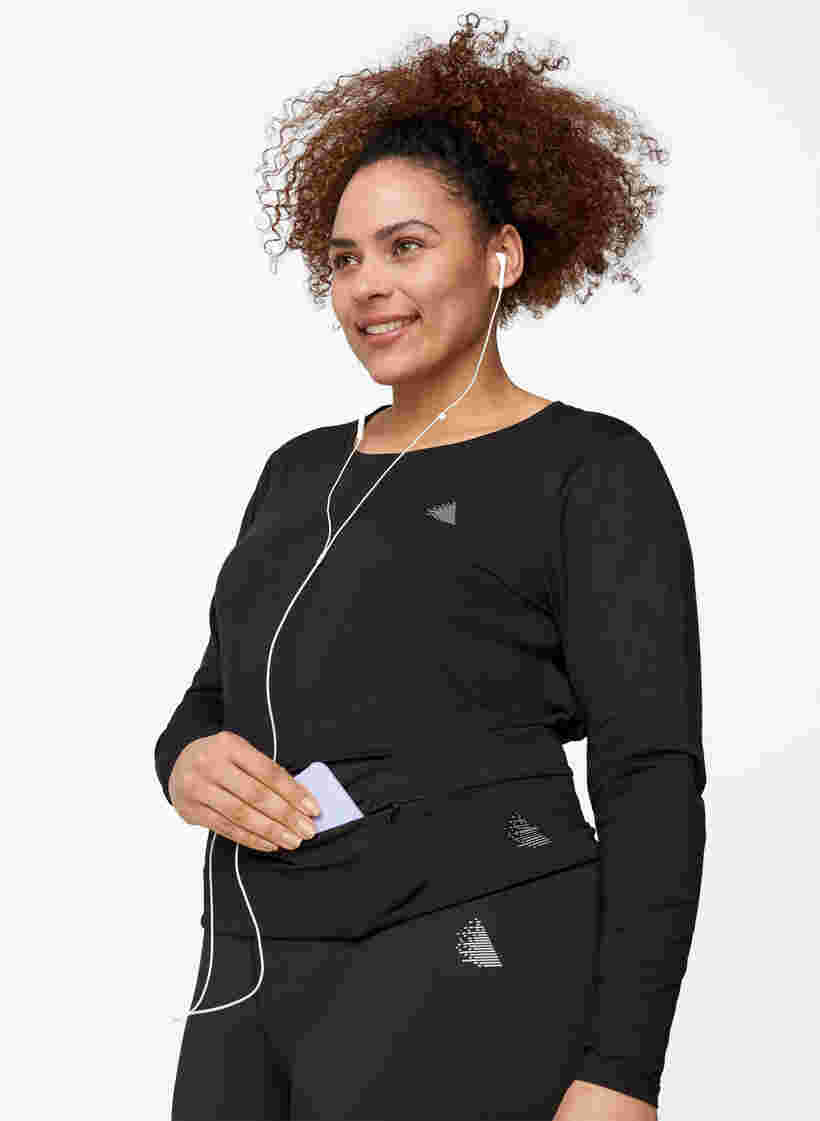 Running belt with pockets and zips, Black, Model image number 1