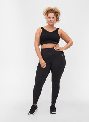 Cropped reflective gym leggings, Black, Model image number 0