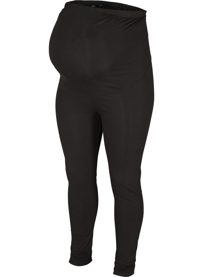 Cotton maternity leggings, Black, Packshot image number 0