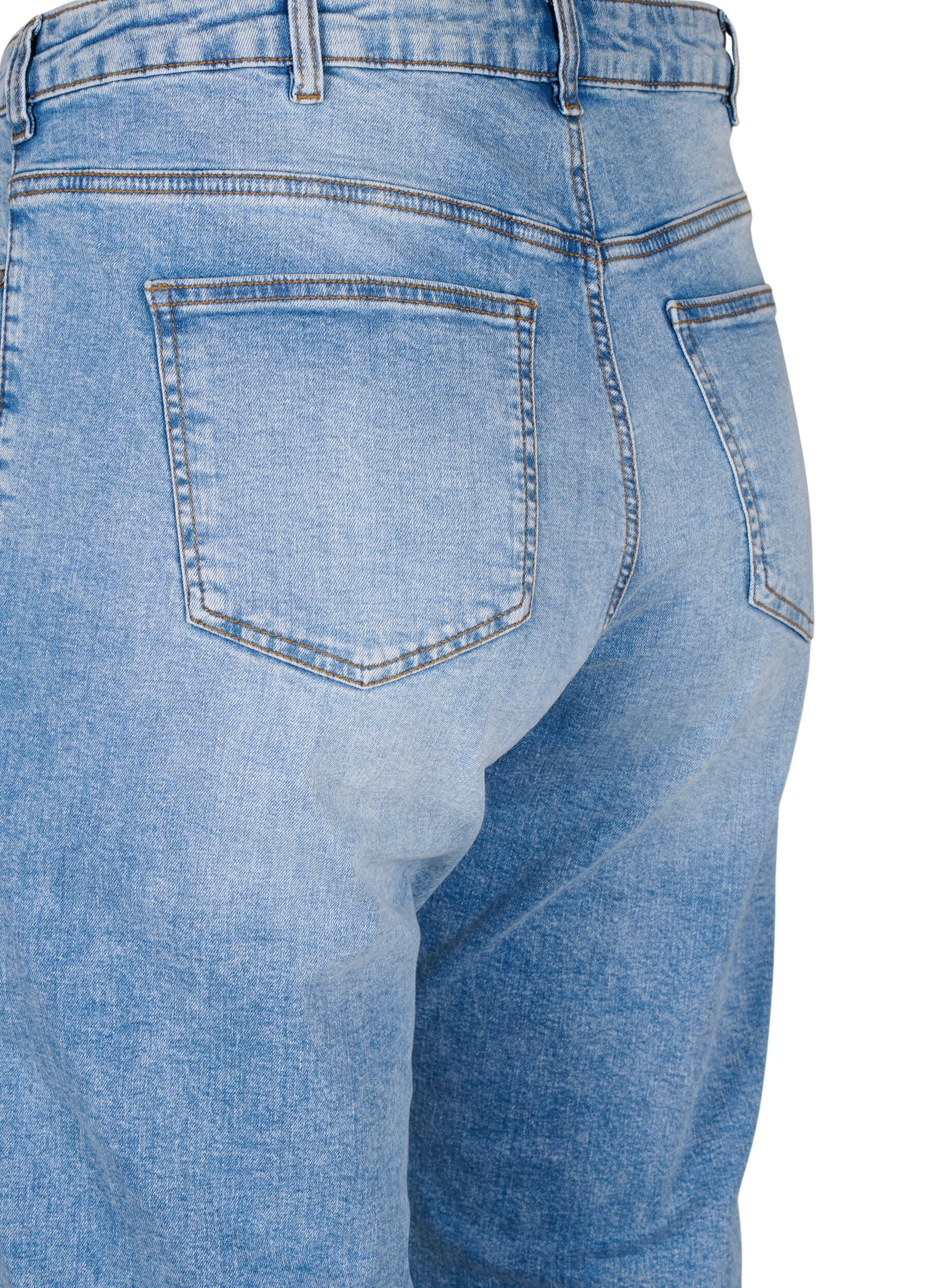 Zizzifashion Cropped Vera jeans with destroy details	, Blue Denim, Packshot image number 3