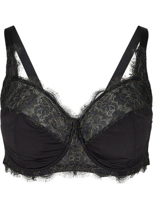 Underwire Emma bra with lace and lurex, Black, Packshot image number 0