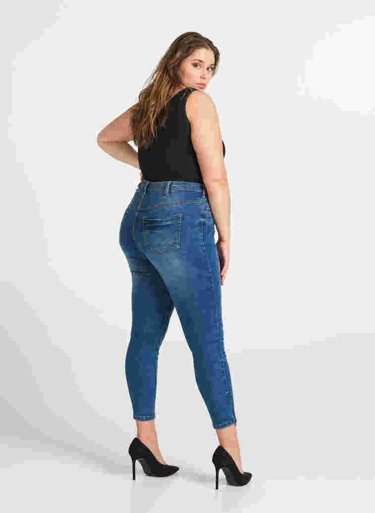 Cropped Amy jeans with a zip, Blue denim, Model image number 1