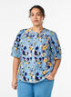 Shirt blouse with pattern and half sleeves, Light Blue, Model image number 0