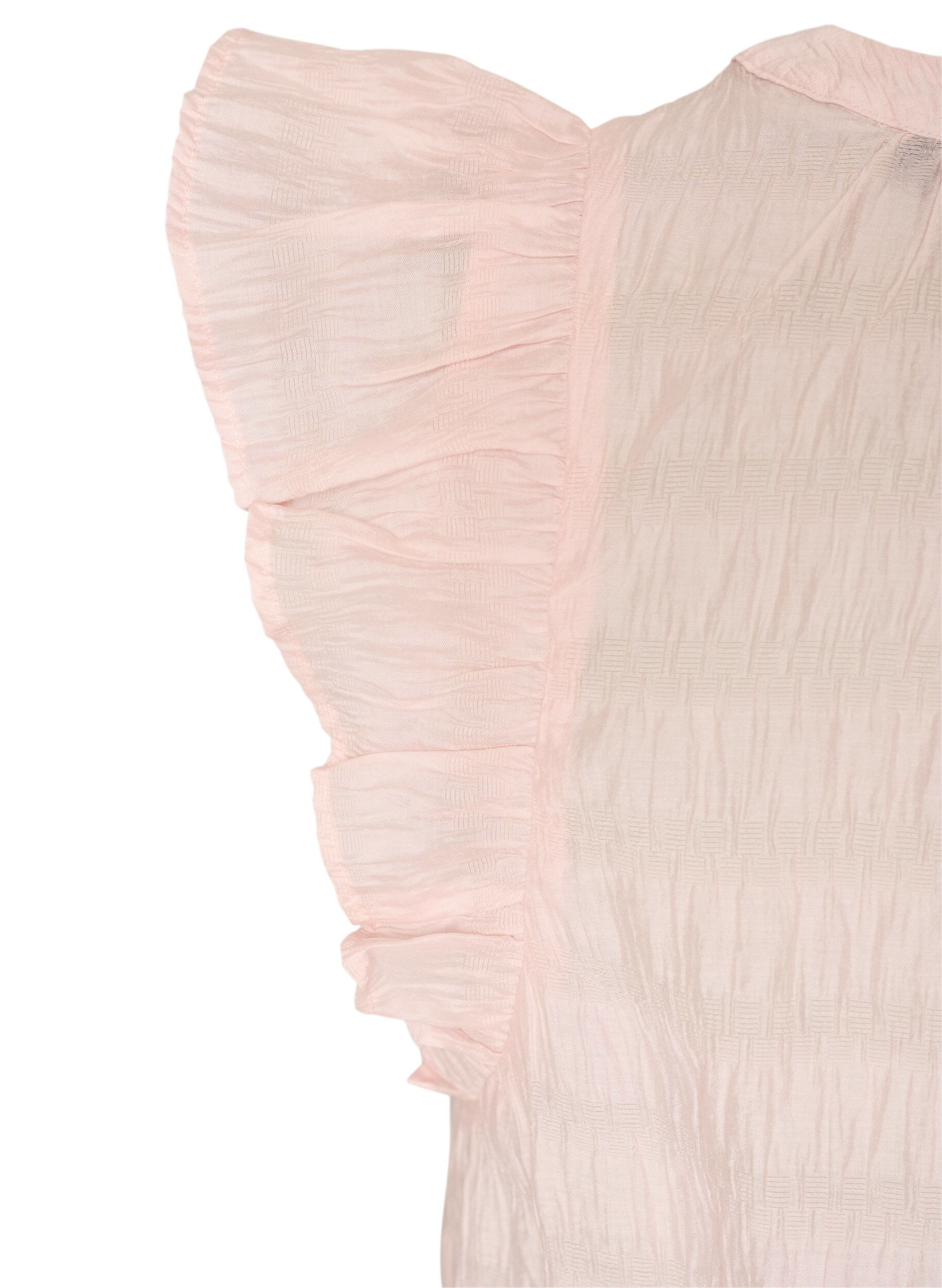 ZizzifashionSleeveless blouse with texture and ruffles, Rose, Packshot image number 3