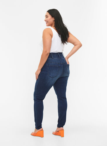 Super slim Bea jeans with extra high waist, Blue denim, Model image number 1