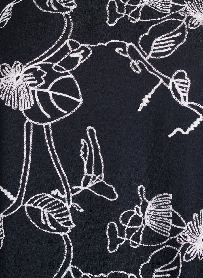 Short A-line dress with embroidered pattern, Black, Packshot image number 2