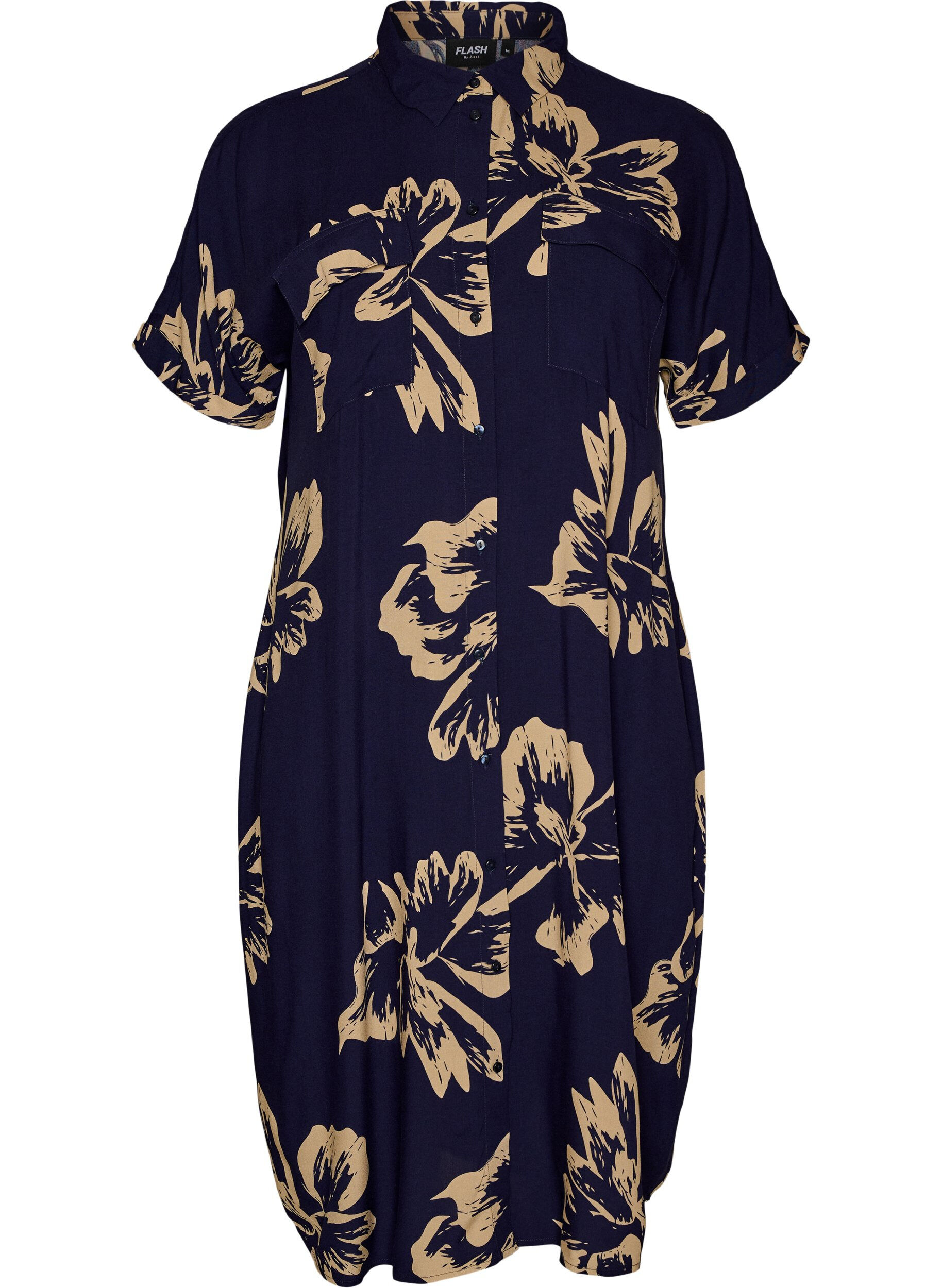 Zizzifashion Long shirt dress with short sleeves, Blue, Packshot image number 0