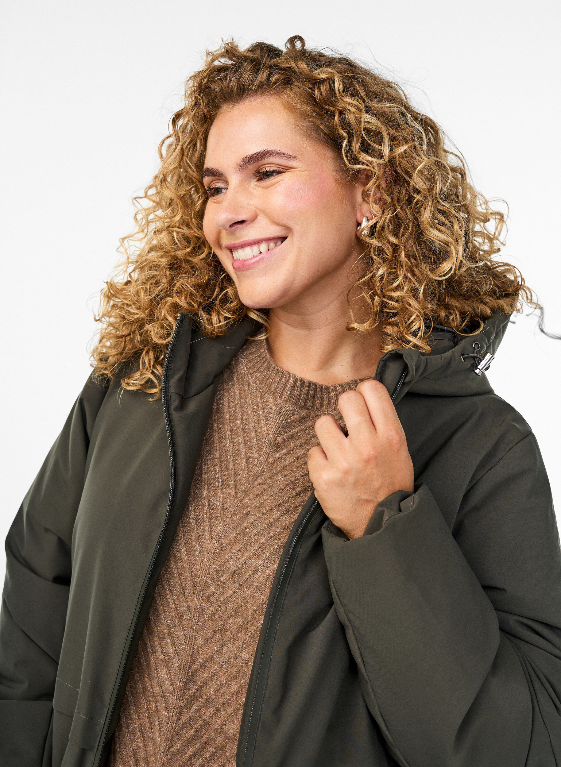 ZizzifashionWinter jacket with adjustable waist, Green, Model image number 3