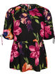 Blouse with floral print and peplum, Black, Packshot image number 0