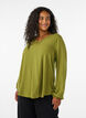 Viscose blouse with a V-neck and long sleeves, Green, Model image number 0
