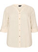 Cotton shirt blouse with a v-neck, Vanilla, Packshot image number 0