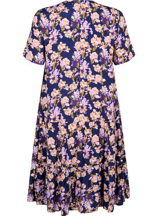 Short sleeve viscose dress with print, Small Flower AOP, Packshot image number 1