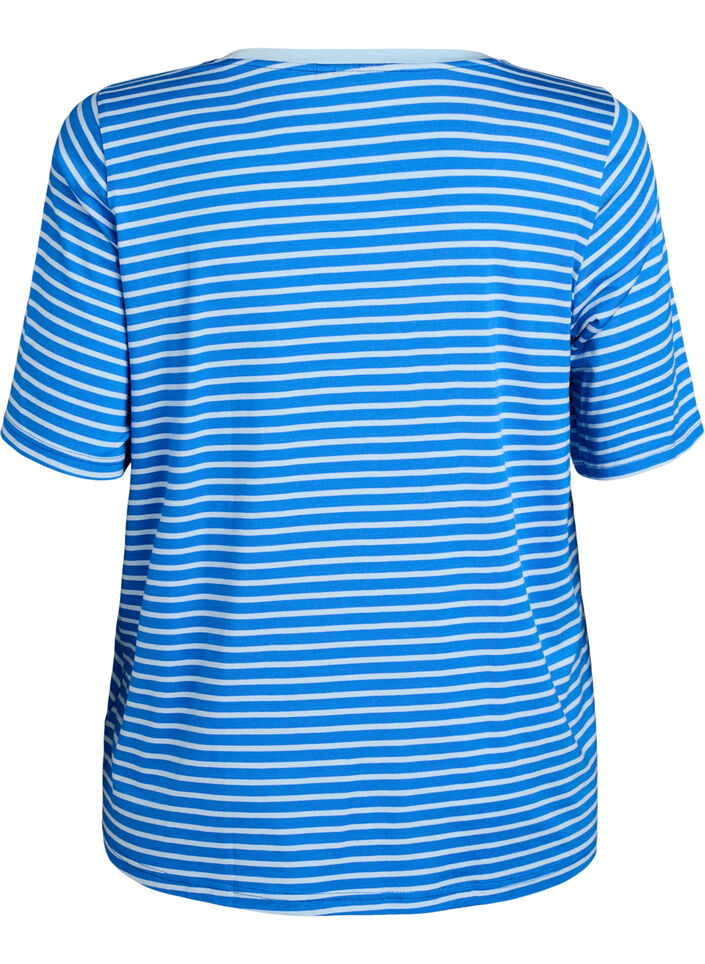 T-shirt with TENCEL&trade; Lyocell and stripes, Blue, Packshot image number 1
