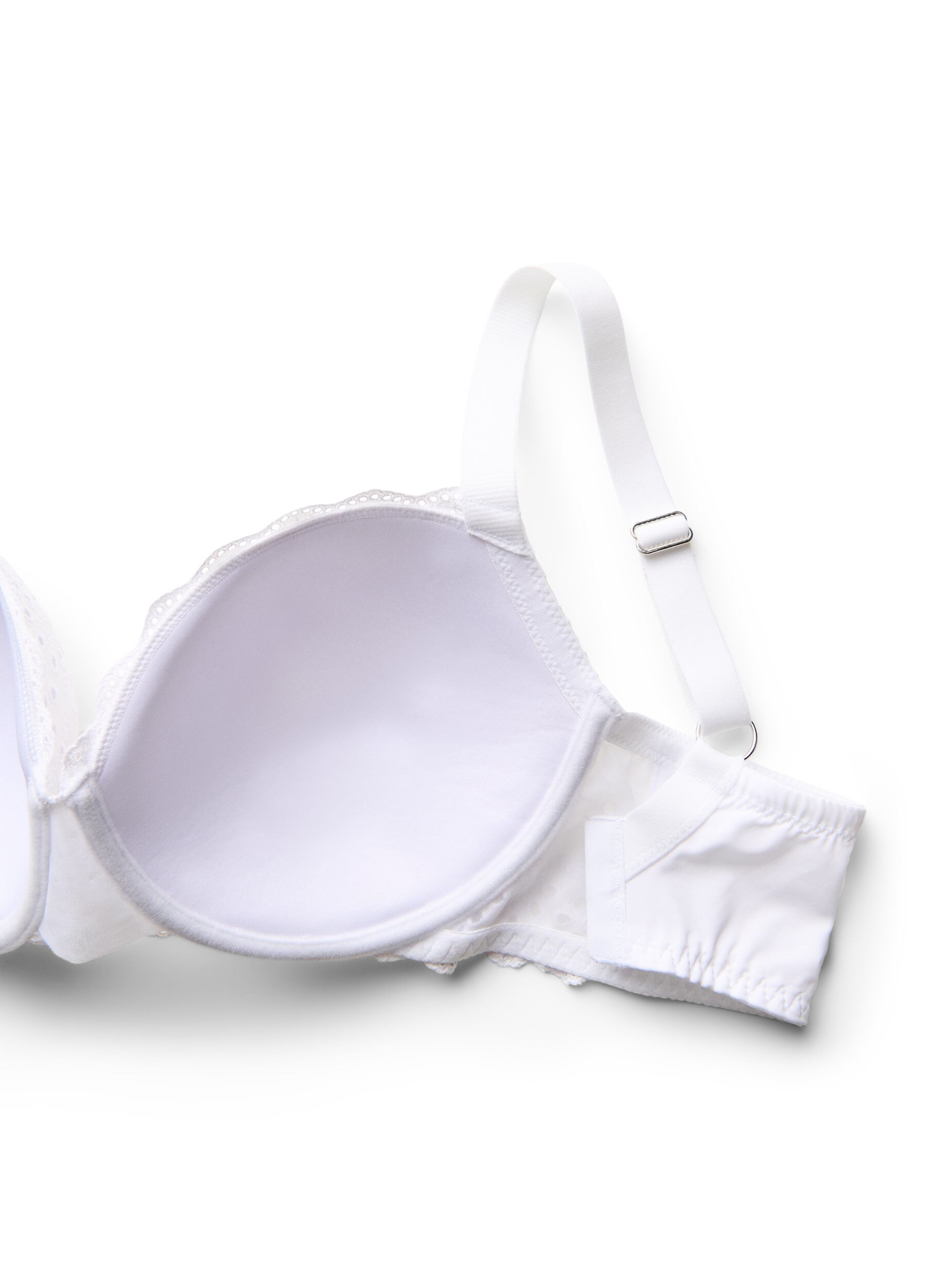 Zizzifashion Moulded bra with broderie anglaise, White, Packshot image number 3