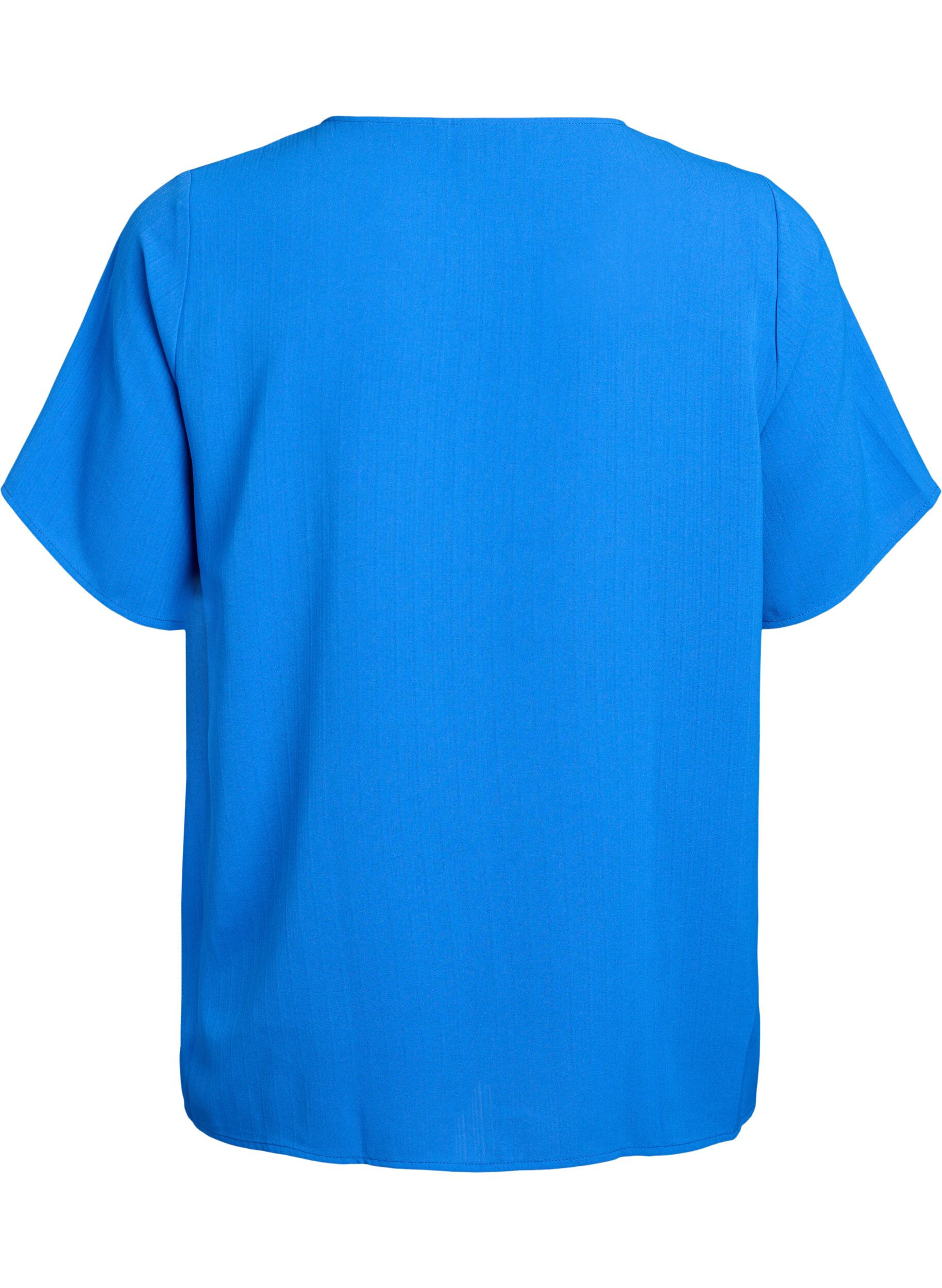 Zizzifashion Short-sleeved blouse with round neck, Blue, Packshot image number 1