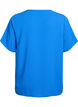 Short-sleeved blouse with round neck, Blue, Packshot image number 1