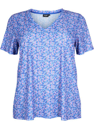 FLASH - Printed t-shirt with v-neck, Blue Rose Ditsy, Packshot image number 0