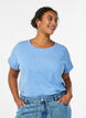 Melange t-shirt with short sleeves, Blue, Model image number 0