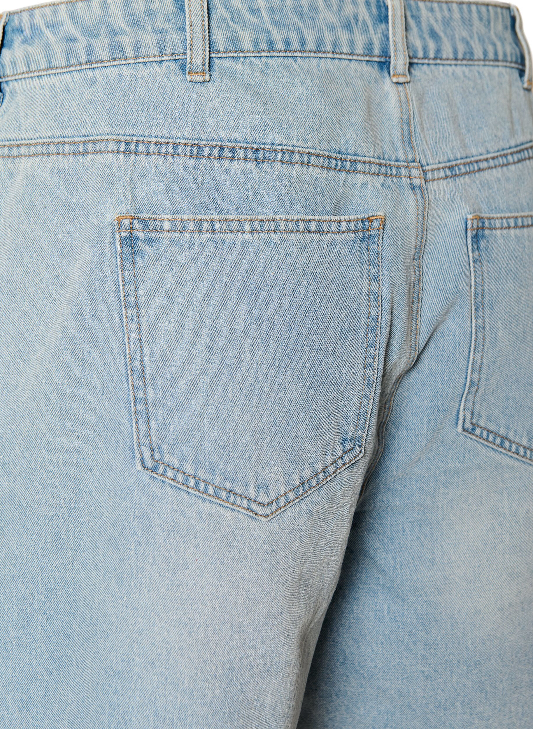 ZizzifashionDenim skorts with a wrap-over effect and high waist, Light Blue, Packshot image number 3