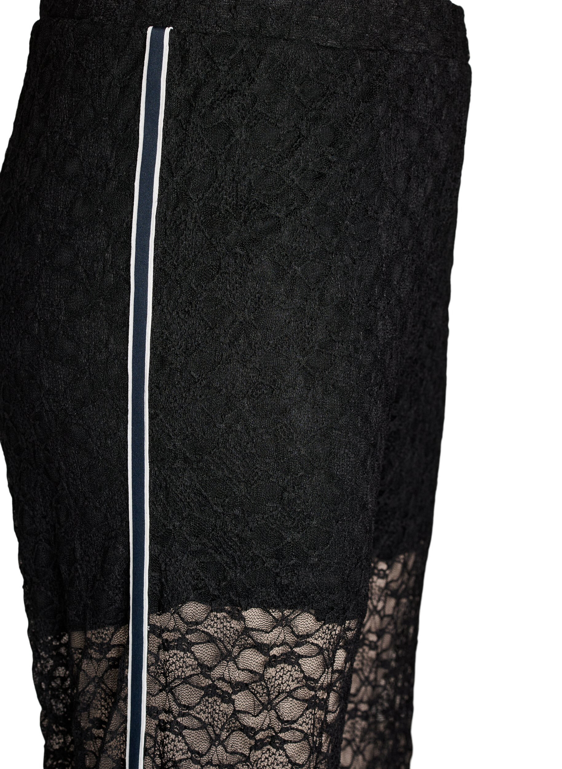 ZizzifashionSheer wide-leg lace trousers, Black, Packshot image number 3