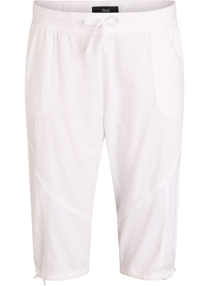 Cotton Capri trousers, White, Packshot image number 0