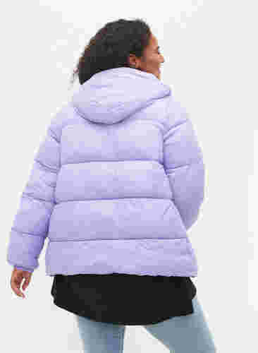 Short puffer jacket with hood, Lavender, Model image number 1
