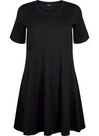 Solid-color cotton dress with short sleeves