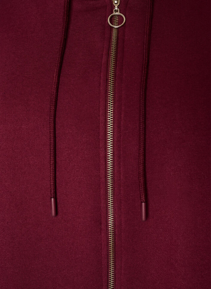 Long hooded cardigan with zipper, Red, Packshot image number 2