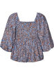 Blouse with smock and square neckline, Light Blue, Packshot image number 1