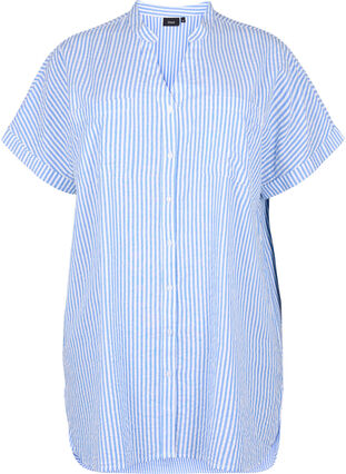 Striped shirt with chest pockets, Light Blue Stripe , Packshot image number 0