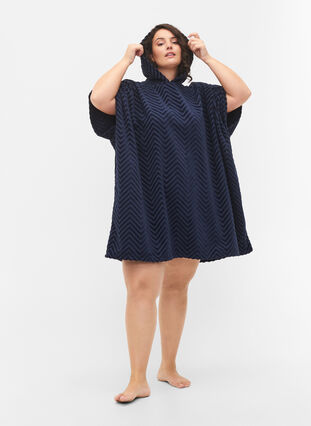Beach poncho in cotton, Navy Blazer, Model image number 2