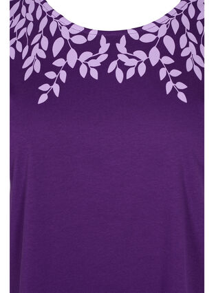 Cotton t-shirt with print details, Violet Ind Mel Feath, Packshot image number 2