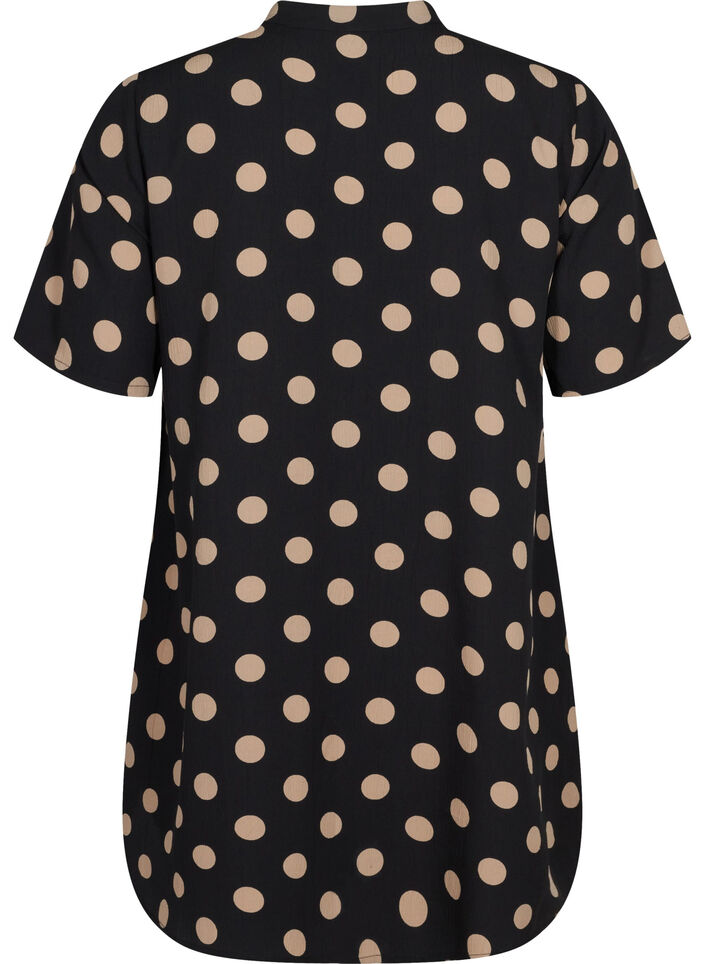 FLASH - Floral tunic with short sleeves, Black Brown Dot, Packshot image number 1