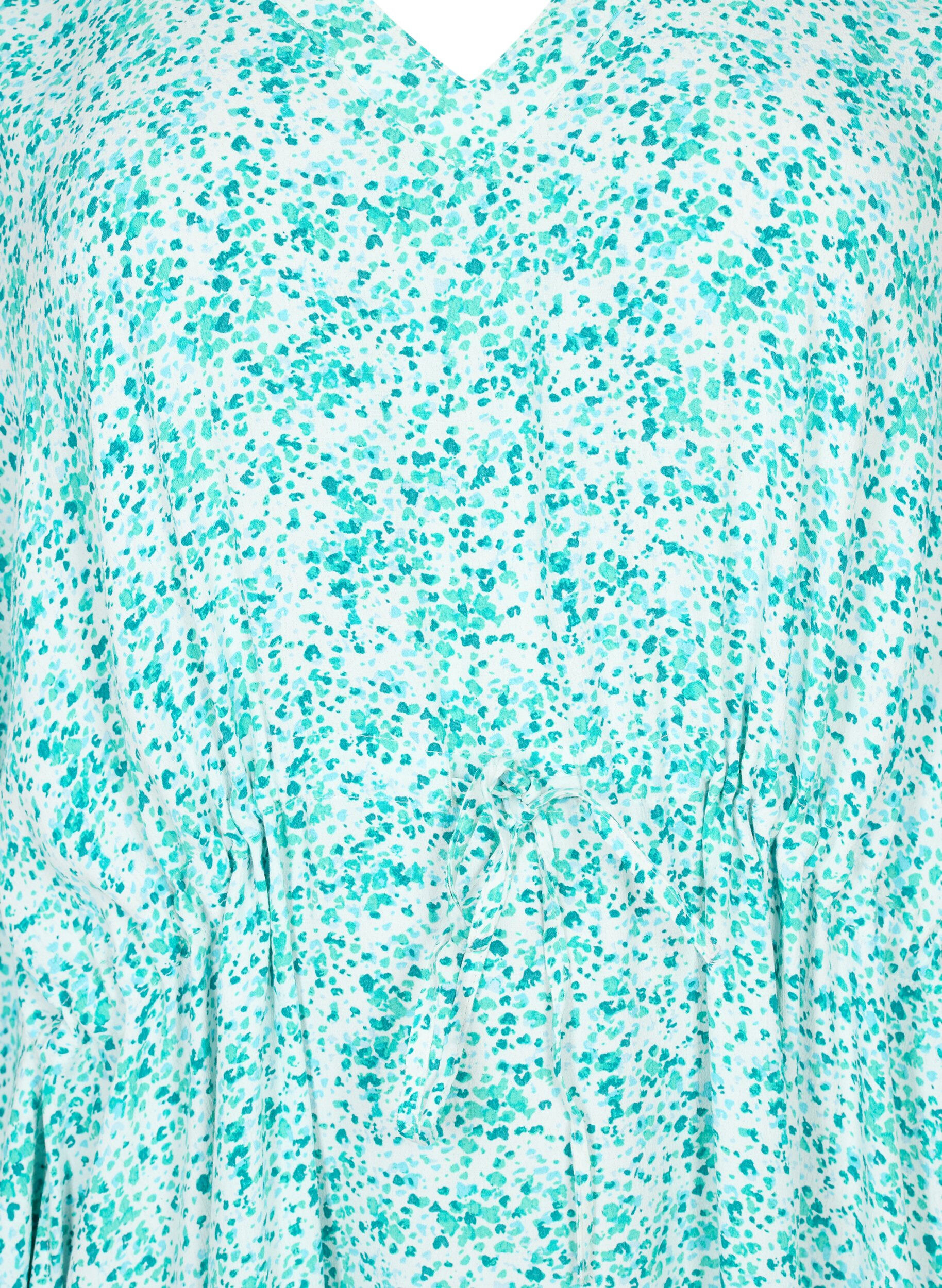 Zizzifashion Viscose caftan dress with print, Green Dot, Packshot image number 2