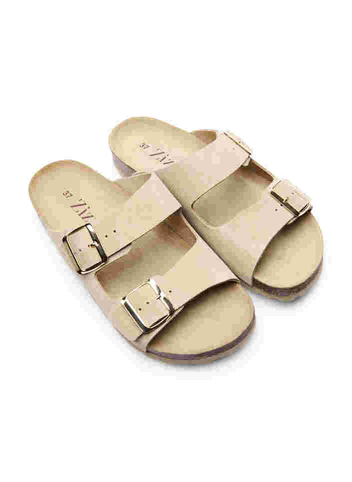 Wide-fit suede sandals, Almond, Packshot image number 1