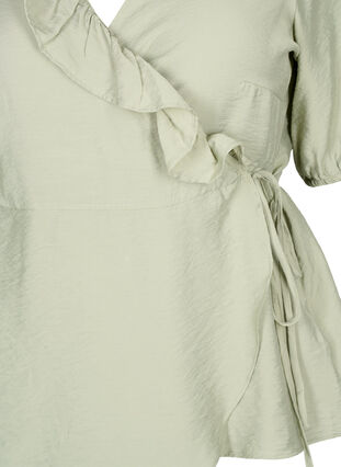 Wrap blouse in viscose with 1/2 sleeves, Seagrass , Packshot image number 2