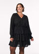 Short dress with ruffles and a textured pattern, Black, Model image number 0
