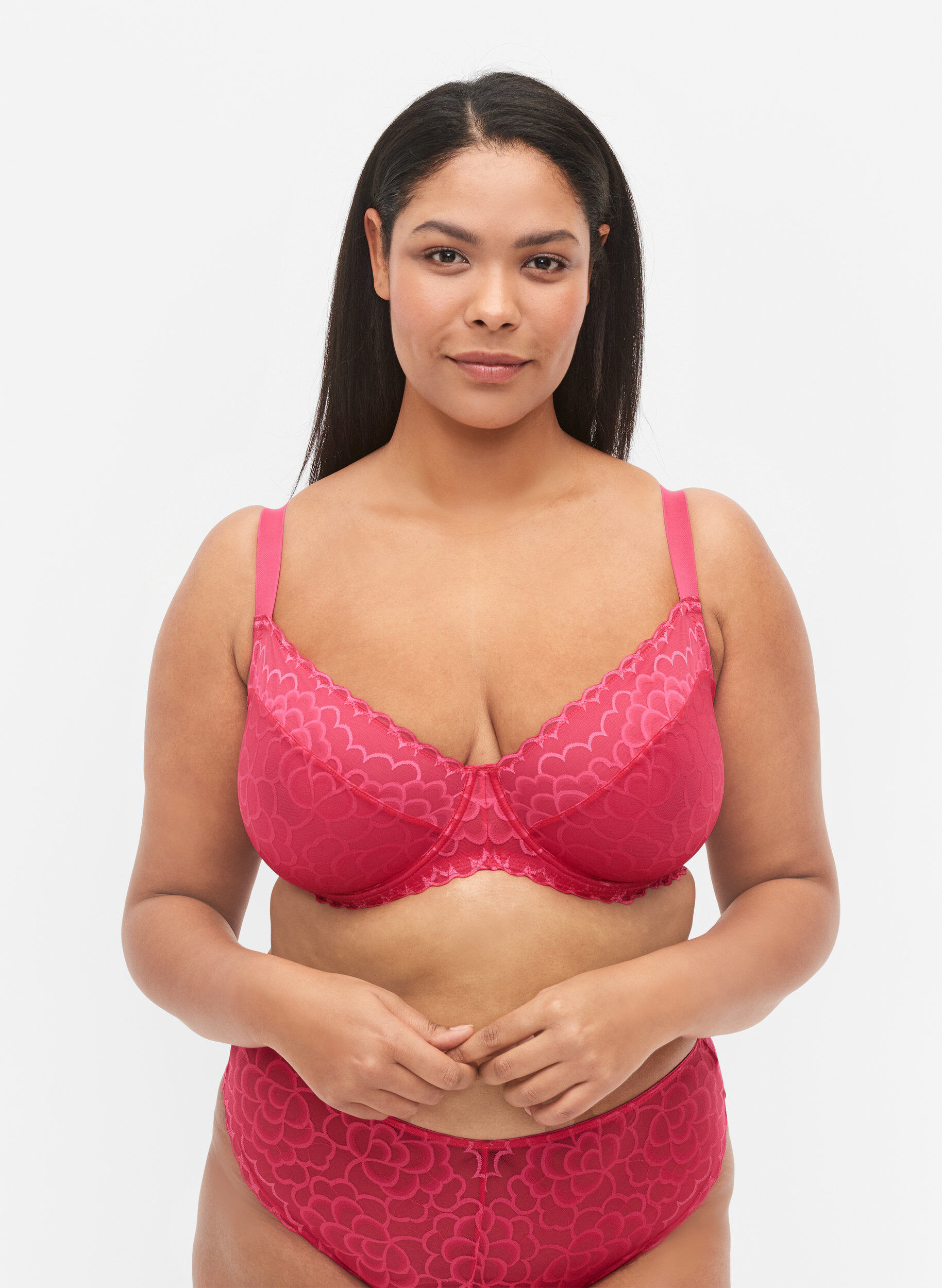 Zizzifashion Bra with underwire and lace, Pink, Model image number 0