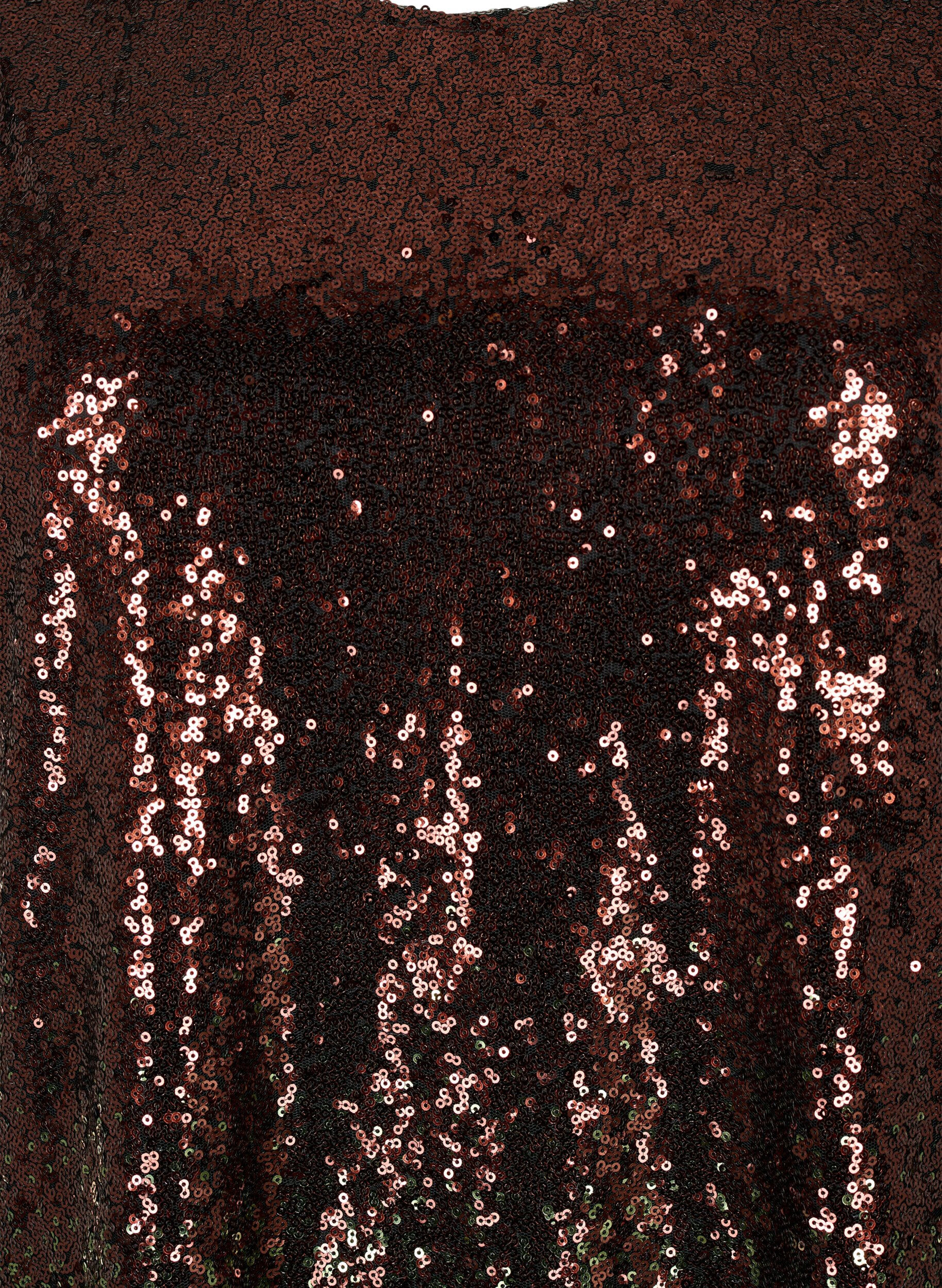 Zizzifashion Sequin dress with balloon sleeves, Scarab Ch. Coffee, Packshot image number 2