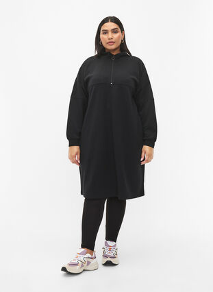 Sweatdress in modal mix with high neck, Black, Model image number 2
