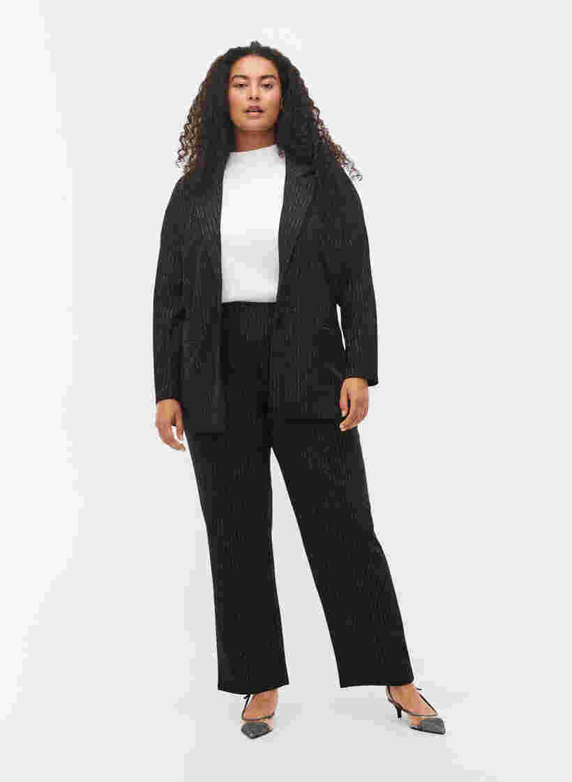 Wide leg trousers with lurex, Black w. Lurex, Model