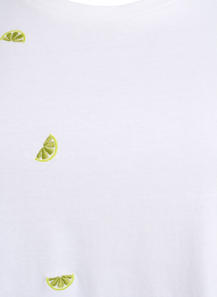 T-shirt in organic cotton with embroidered motifs, White, Packshot image number 2