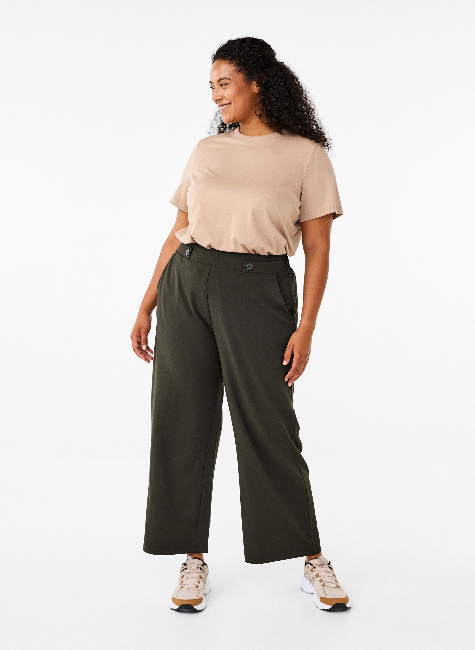 Zizzifashion Loose trousers with pockets, Green, Model image number 0
