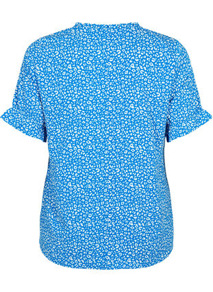 Short-sleeved blouse with print (GRS), Blue Ditsy, Packshot image number 1