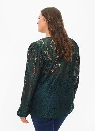 FLASH - Long sleeve lace blouse, Scarab, Model image number 1