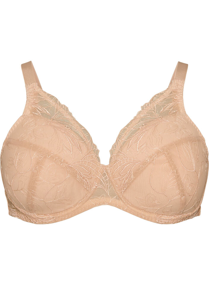 Padded lace bra with underwire, Beige, Packshot image number 0