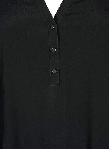 Blouse in viscose with 3/4 sleeves, Black, Packshot image number 2